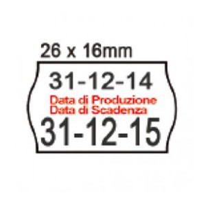 Etichette per prezzatrici 26x16 rett.biancoSTAMPATI data produzione -data scadenza (in sc. da 36pz)