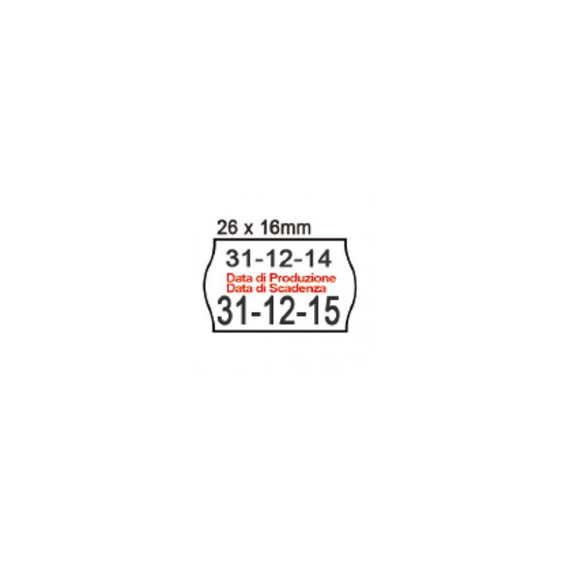 Etichette per prezzatrici 26x16 rett.biancoSTAMPATI data produzione -data scadenza (in sc. da 36pz)