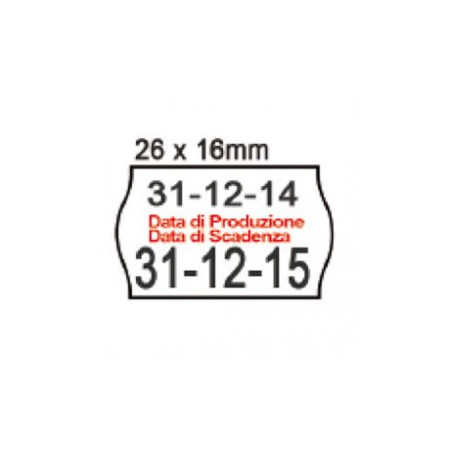 Etichette per prezzatrici 26x16 rett.biancoSTAMPATI data produzione -data scadenza (in sc. da 36pz)