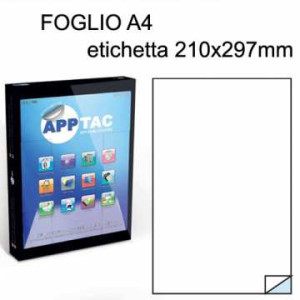 Etichette su A4 210x297 poliestere bianco opaco x laser 50ff