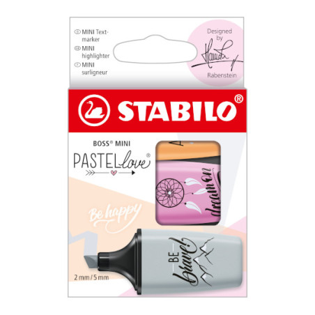 Evidenziatore Stabilo Boss mini pastel love 3pz