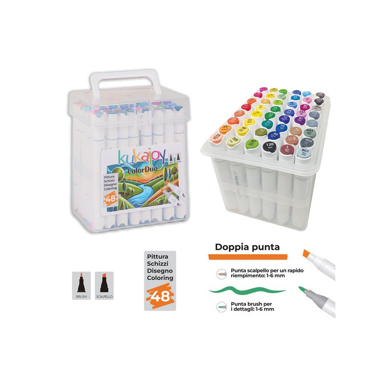 Marker pennarelli acrilici brush 48 colori
