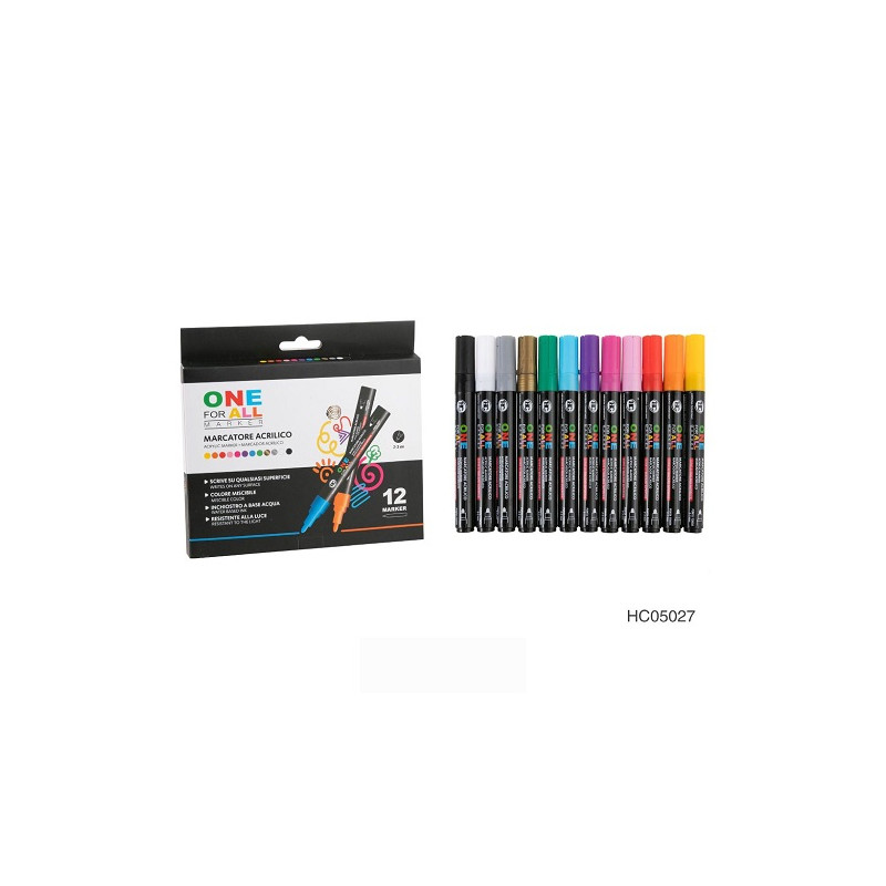 Marker pennarello acrilico 12pz vari colori
