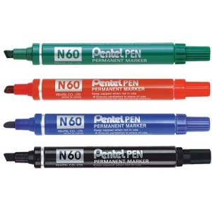 Marker pentel N60 rosso punta scalpello
