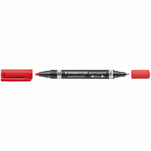 Marker Staedtler Lumocolor Duo F 0,6mm e M 1,5mm rosso