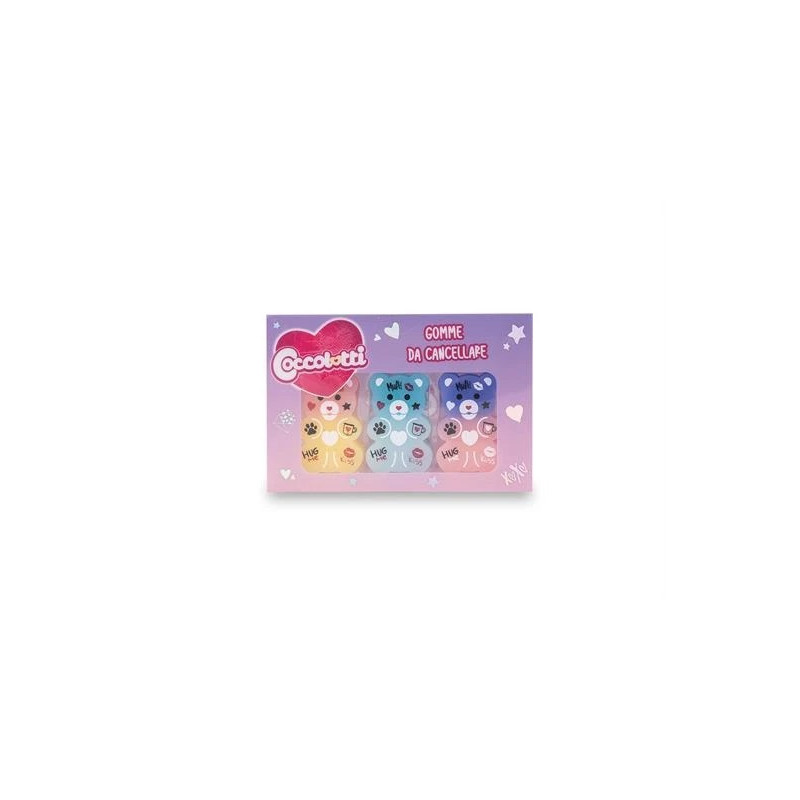 Set 3 gomme da cancellare Coccolotti Love&Tell