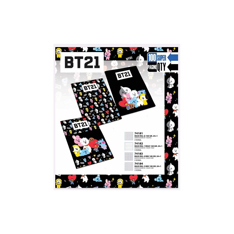Maxi quaderno BT21 rig.5MM (quadri medie e superiori)