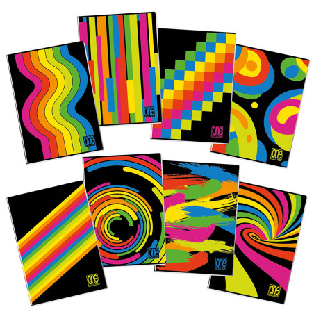 Maxi quaderno One Color 20ff / 40pg  80gr - rigo 5mm black&fluo