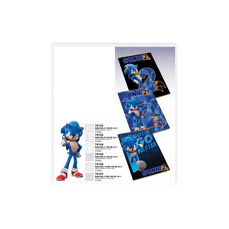 Maxi quaderno SONIC rig.A (rigo 1-2 elmentare)