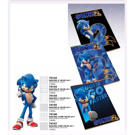 Maxi quaderno SONIC rig.A (rigo 1-2 elmentare)
