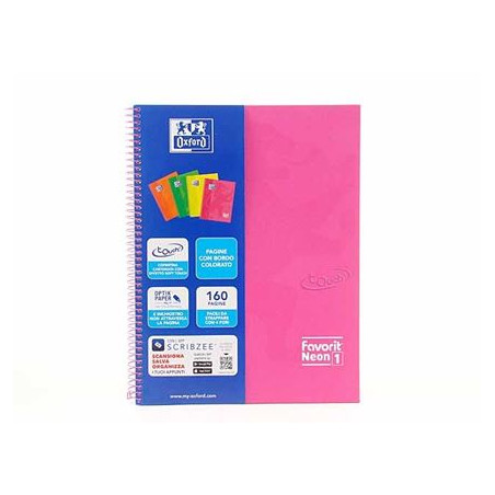 Maxi spiralato A4 Oxford Fuxia 1 rigo 160fg 4 fori carta restistente inchiostro e applicazione per scansione