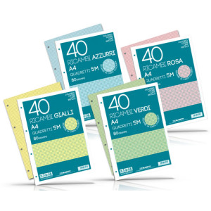 Ricambi A4 colorati rinforzati 5mm vari colori