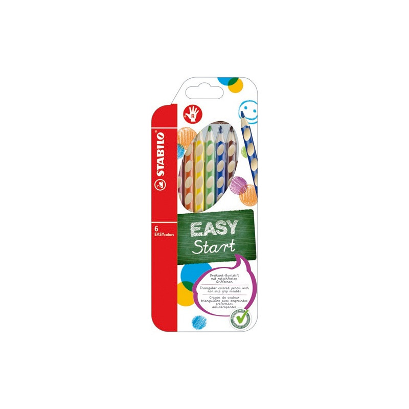 Pastelli / Matite colorate ergonomiche per destrosi 6pz
