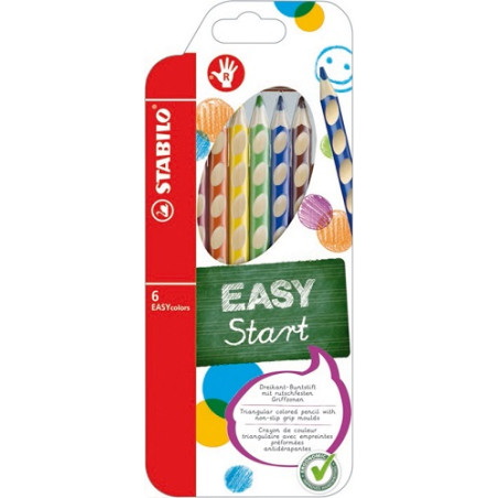 Pastelli / Matite colorate ergonomiche per destrosi 6pz