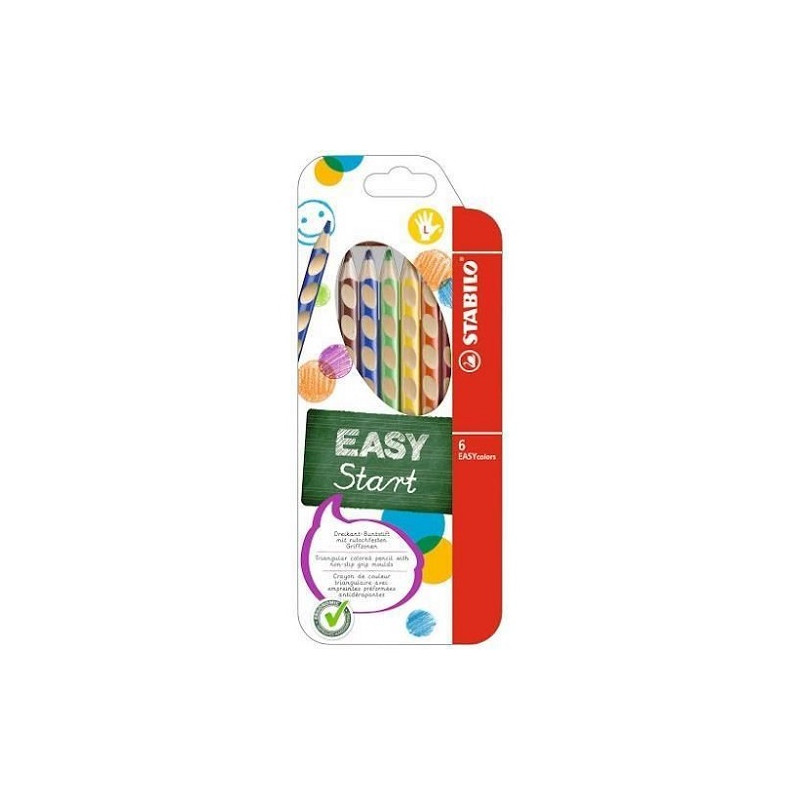 Pastelli / Matite colorate ergonomiche per mancini 6pz