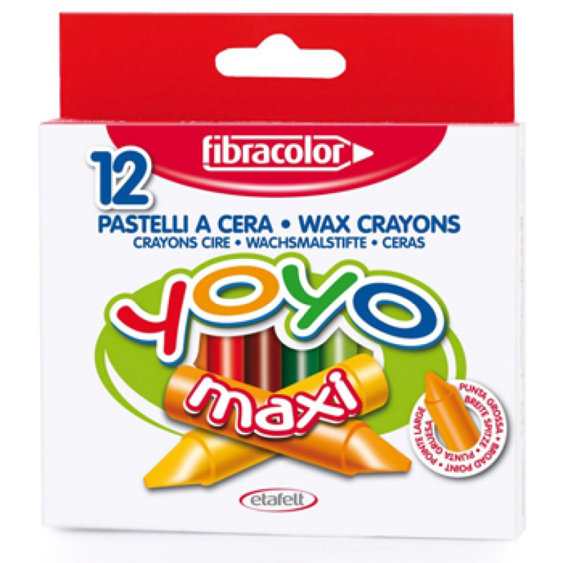 Pastelli a cera maxi Fibracolor Hi-Text 12pz