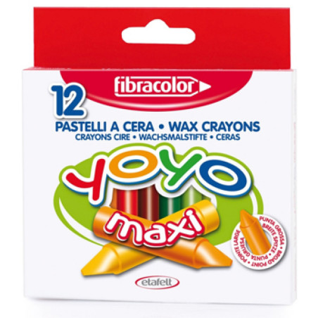 Pastelli a cera maxi Fibracolor Hi-Text 12pz