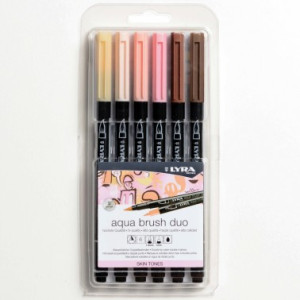 Pennarello doppia punta Aqua Brush Duo Lyra 6pz skin tones set
