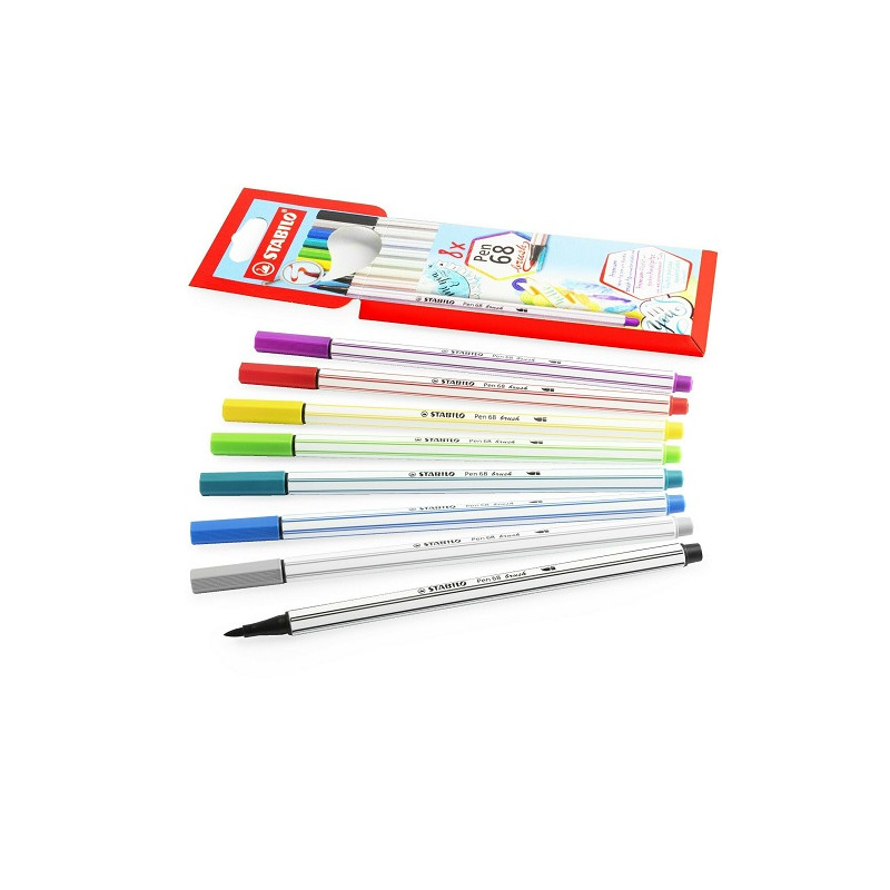 Pennarello Stabilo Pen 68 Brush da 8 colori
