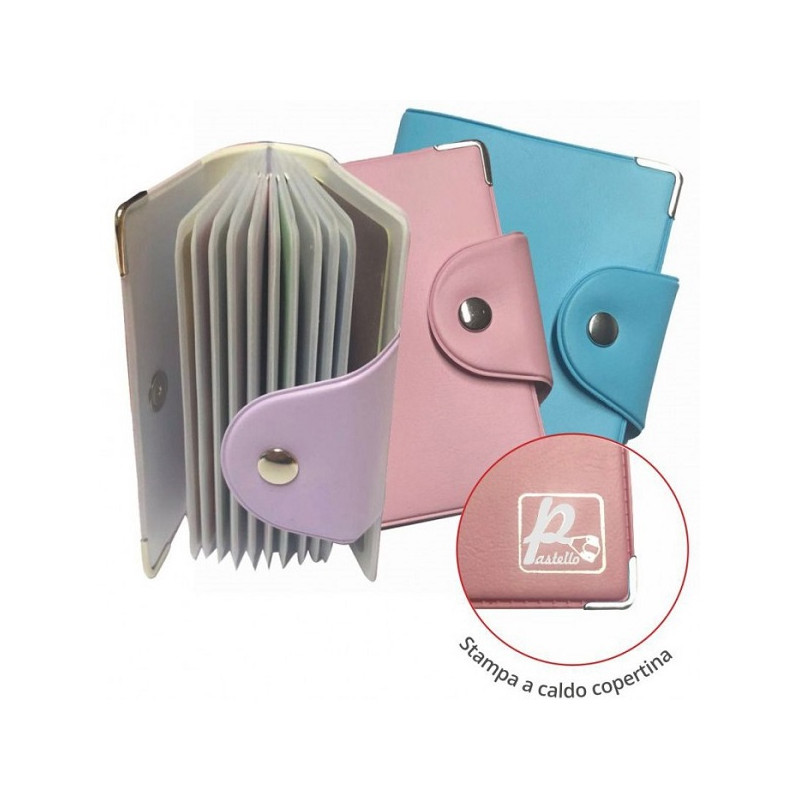 PORTACARD PVC PASTELLO 20 SCOMPARTI CON CHIUSURA