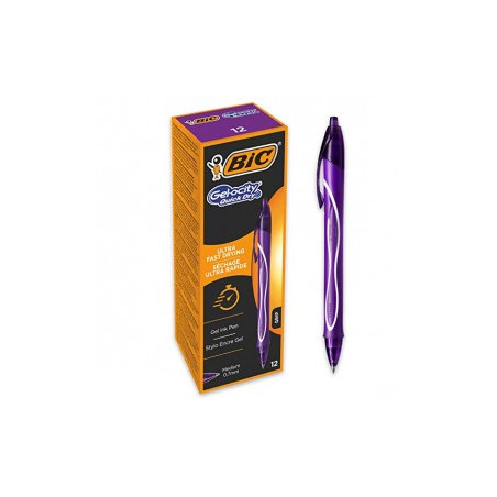 Penna a scatto Bic Gel Gelocity quick dry viola scuro