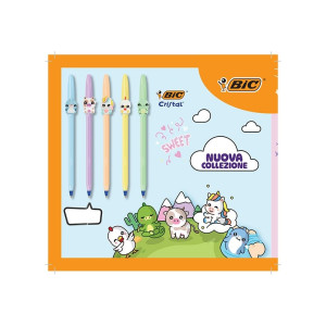 Penna Bic Cristal figurine scrittura blu