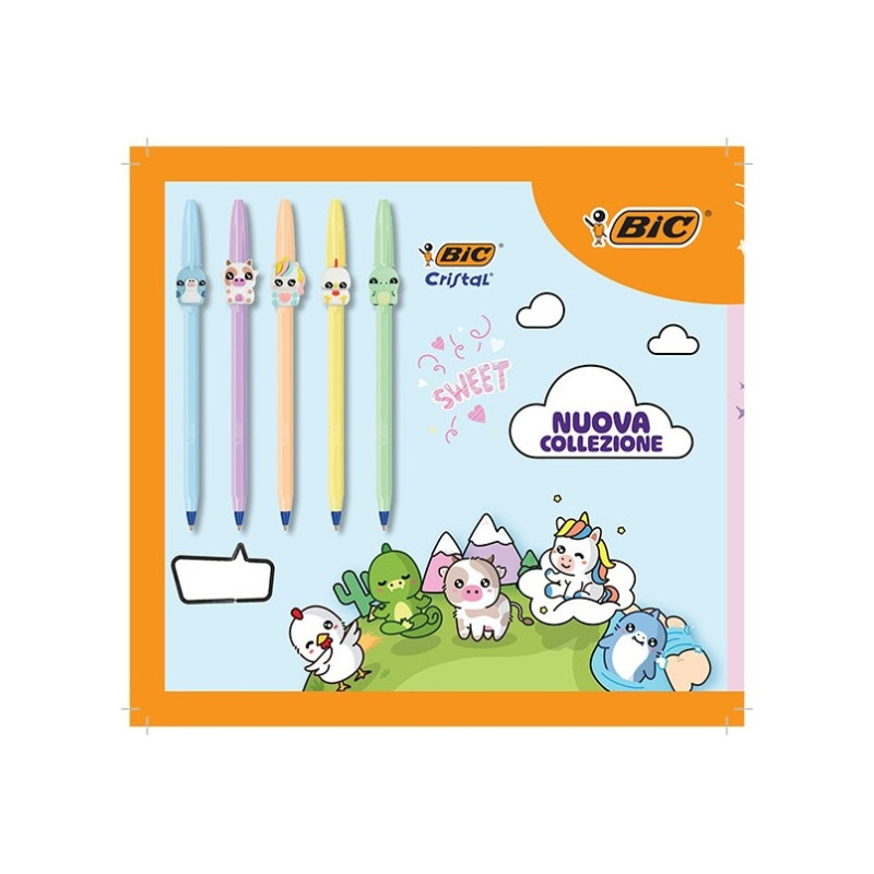 Penna Bic Cristal figurine scrittura blu