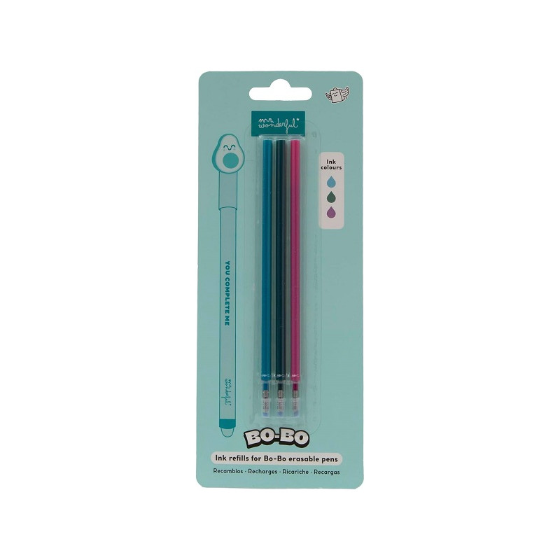 SET DI 3 REFILLS PER PENNE CANCELLABILI - AZZURRO, VERDE E VIOLA