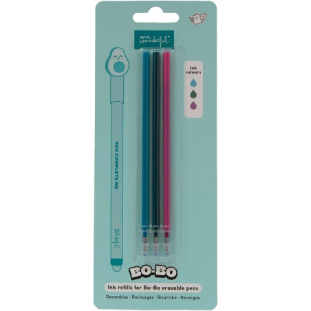 SET DI 3 REFILLS PER PENNE CANCELLABILI - AZZURRO, VERDE E VIOLA