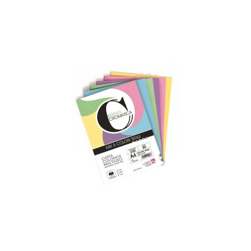 Carta color A4 160gr 100fg colori assortiti tenui (energia cromatica)