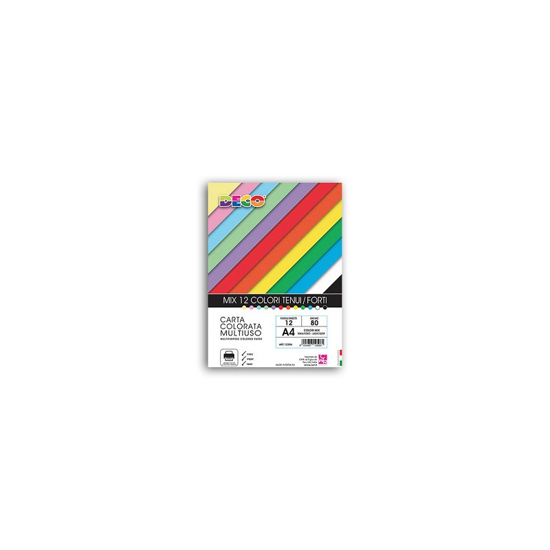 Carta color A4 200gr 12fg colori assortiti forti (energia cromatica)
