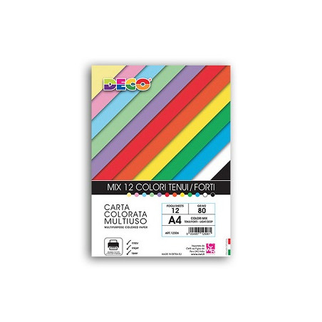 Carta color A4 200gr 12fg colori assortiti forti (energia cromatica)