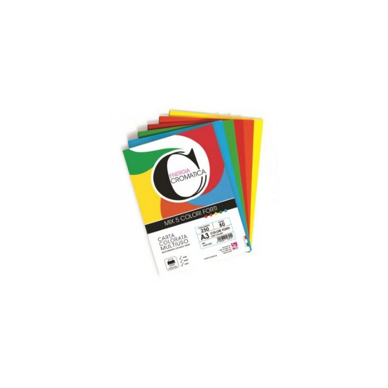 Carta color A4 80gr 250fg colori assortiti forti (energia cromatica)