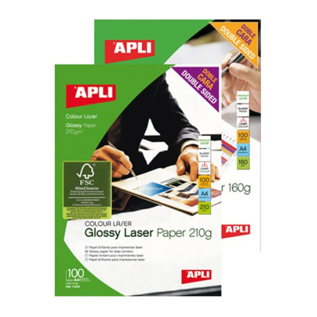 Carta Foto A4 Apli gr.160 GLOSSY 100 ff pr stampa LASER