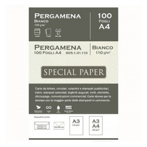 Carta pergamena special paper bapi  A4 bianca 110gr 100fg