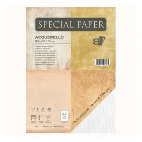 Carta special paper bapi acquerello A4 bianco 160gr 25fg