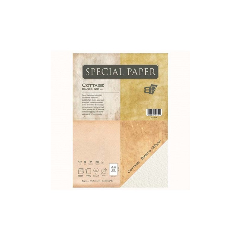 Carta special paper bapi cottage A4 bianca 120gr 25fg