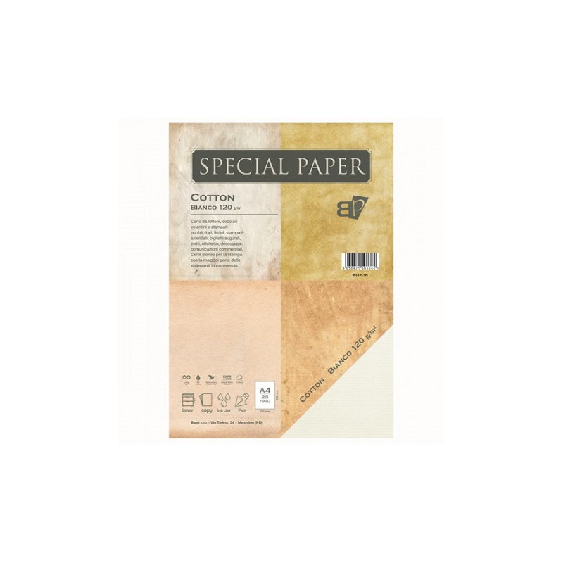 Carta special paper bapi cotton A4 bianco 120gr 25fg