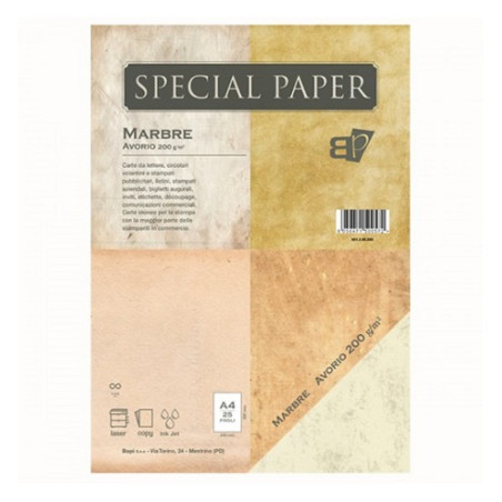Carta special paper bapi marbre A4 avorio 200gr 25fg