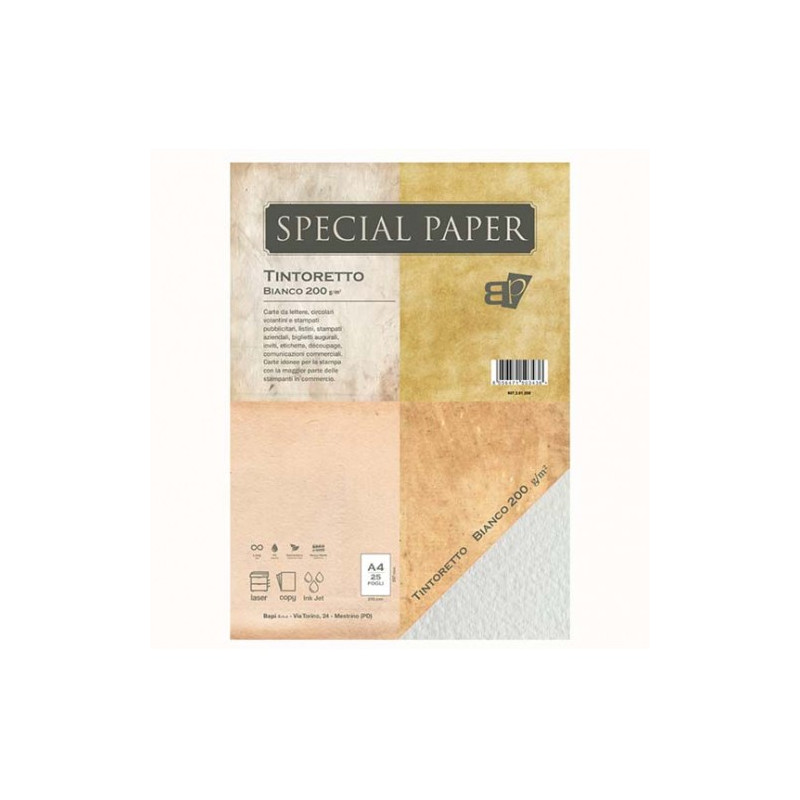 Carta special paper bapi Tintoretto A4 bianca 200gr 25fg