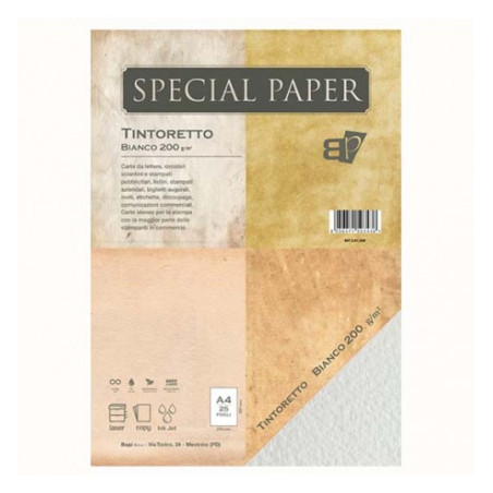 Carta special paper bapi Tintoretto A4 bianca 200gr 25fg