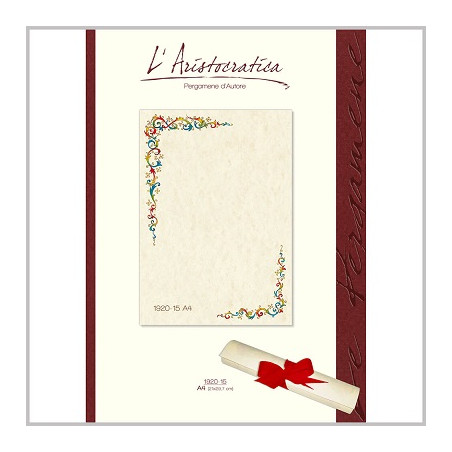 Diplomi in pergamena A4 Angolo floreale 12fg