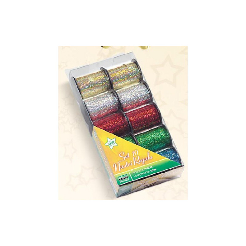 Nastrino 10x10mt vari colori glitter