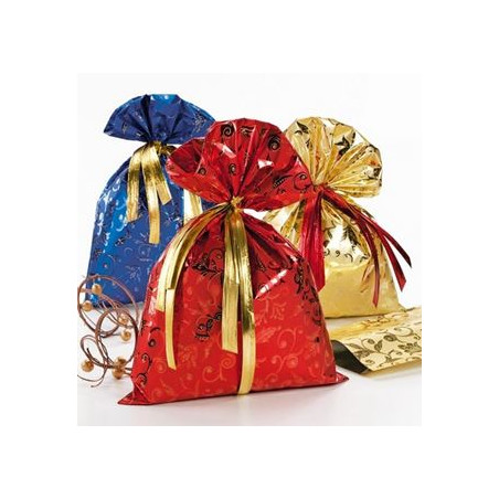 Sacchetti Metal fantasia Natale 20x35cm 100pz