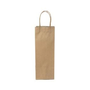 Shopper in carta per bottiglia avana naturale 14x39x8,5cm con manico ritorto