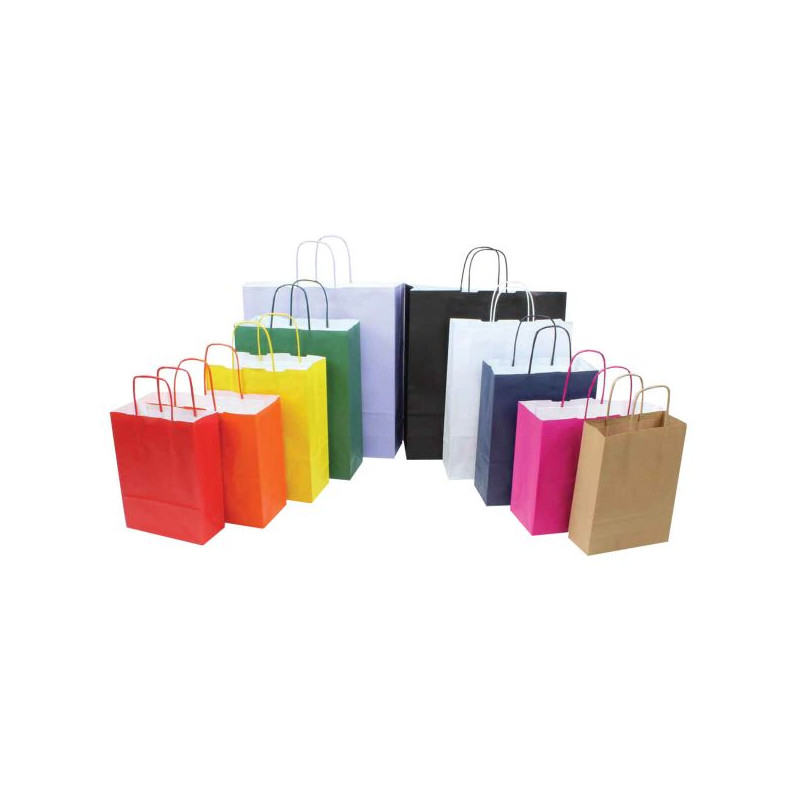 Shopper in carta vari colori 46X49X19 tinta unita con manico ritorto vari colori