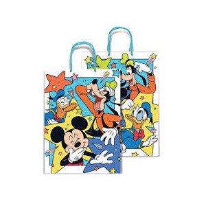 Shopper mickey e disney plastificato manico cordoncino 20,5x11,5x26