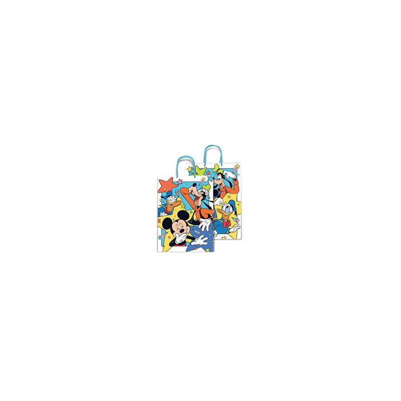 Shopper mickey e disney plastificato manico cordoncino 20,5x11,5x26
