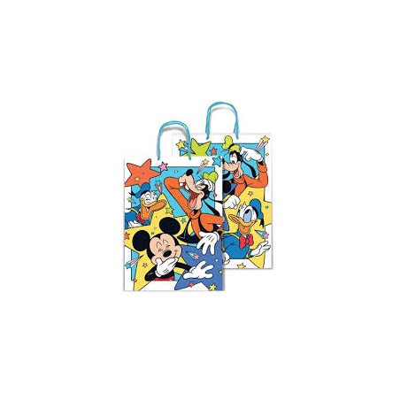 Shopper mickey e disney plastificato manico cordoncino 20,5x11,5x26