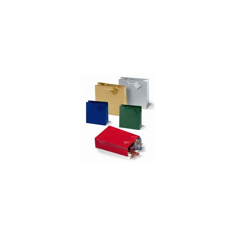 Shopper plastificato metallizzato argento 33x45,7x10,2cm